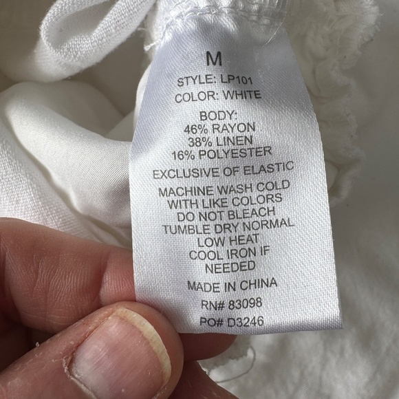 Simply Blessed Women's M Rayon/Linen Pull-On High-Rise Beach Pants White Ankle - Picture 9 of 15